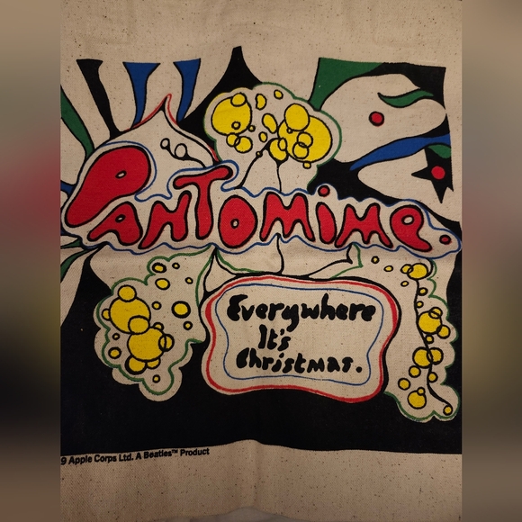 NEW The Beatles Pantomime Everywhere is Christmas 100% Cotton Canvas Tote Apple - Picture 3 of 4